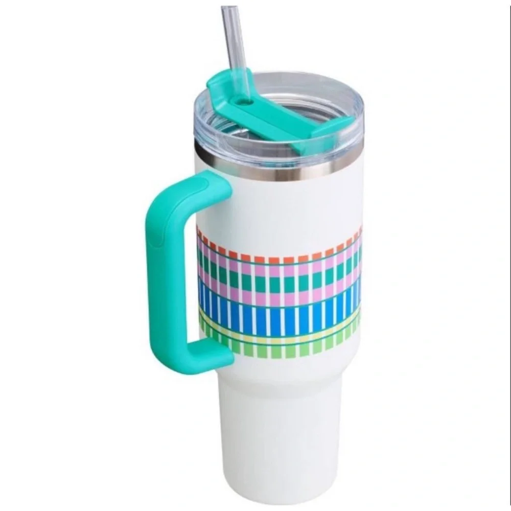 New Stanley 40oz Stainless Steel H2.0 FlowState Quencher Tumbler - Summer Plaid - Picture 2 of 5